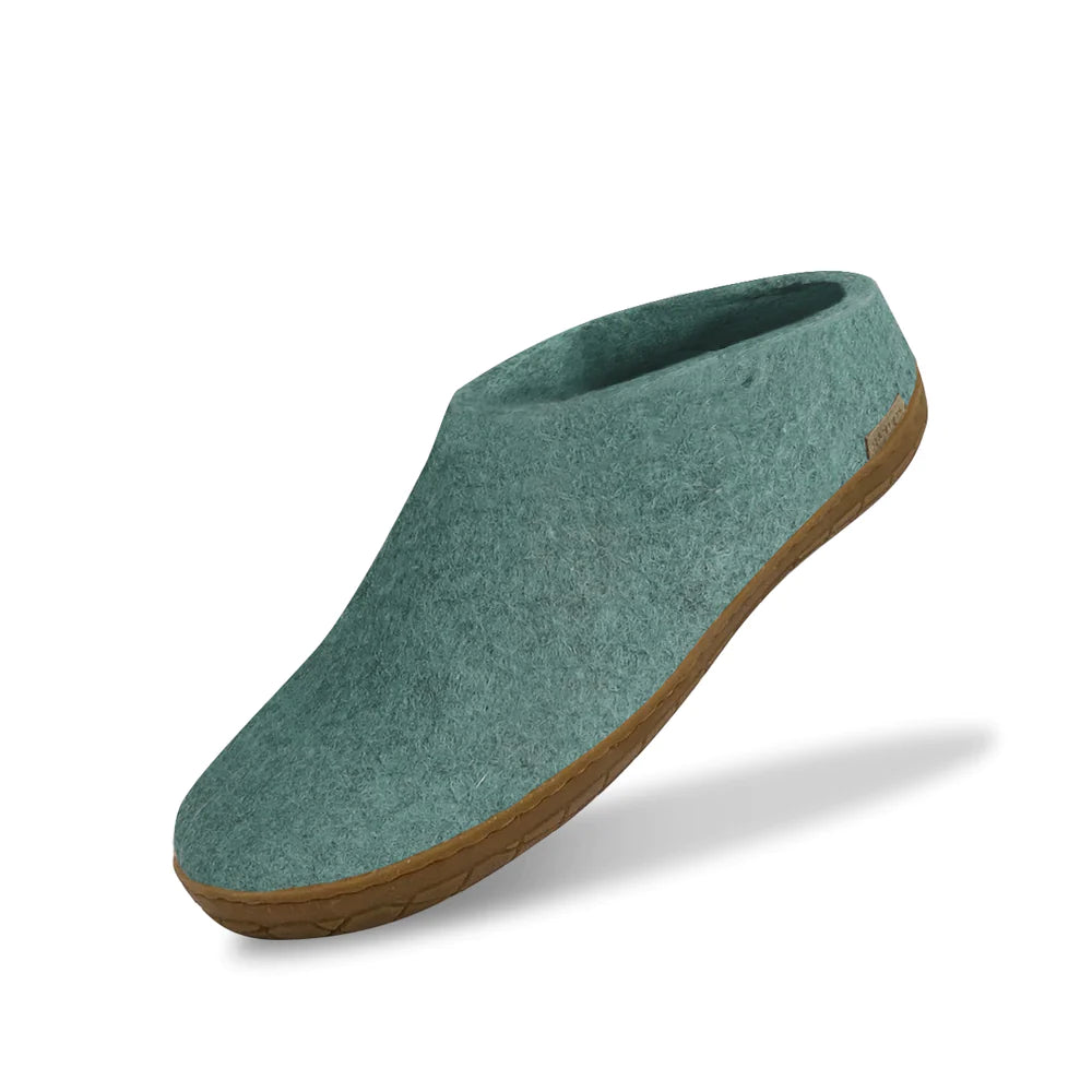 Glerups Unisex Felt Wool Slip-on Slipper with Rubber Sole - North Sea