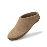 Glerups Unisex Felt Wool Slip-on Slipper with Rubber Sole - Sand