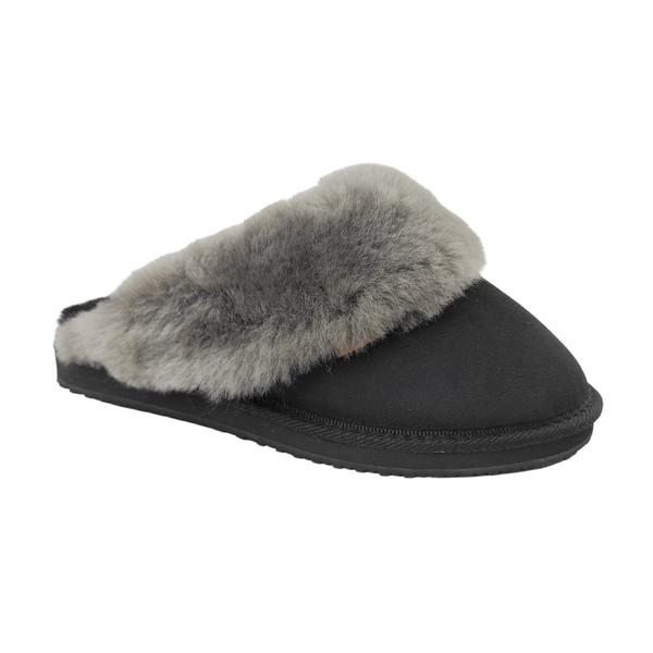 Ladies Karo Scuff Black Grey NZ Made Sizes 5 12 Sheepskin
