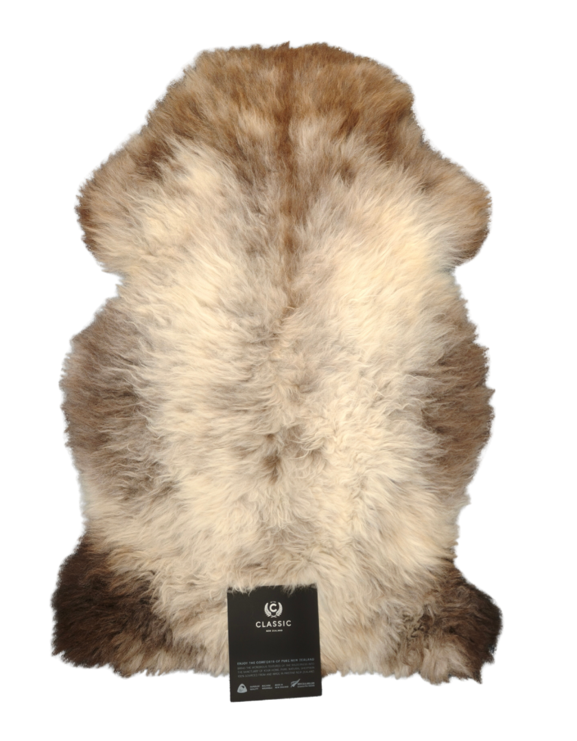 Natural Black Single Sheepskin Rug - NZ Made #J24