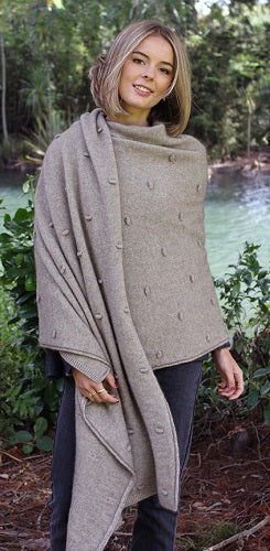 Lothlorian Possum & Merino Bobble Wrap/Scarf/Blanket - Natural