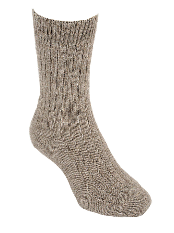 Lothlorian Possum & Merino Unisex Rib Socks, Natural