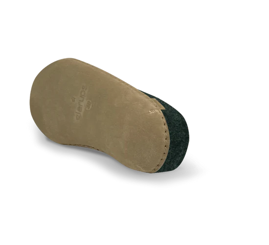 Glerups Unisex Felt Wool Slip-on Slipper with Leather Sole - Forest Green