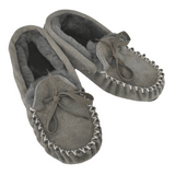 Unisex Glen Moccasin Premium Slipper - Grey - NZ Made