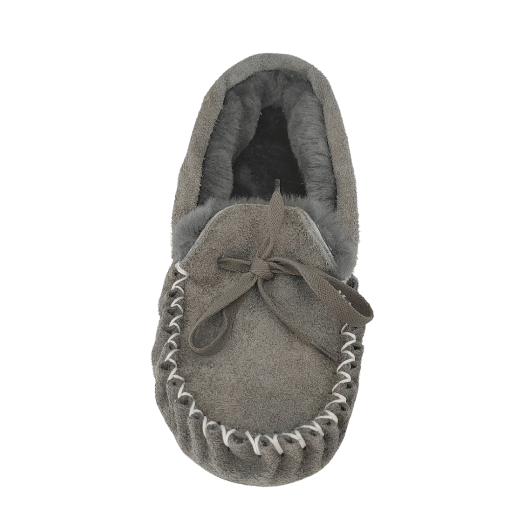 Unisex Glen Moccasin Premium Slipper - Grey - NZ Made