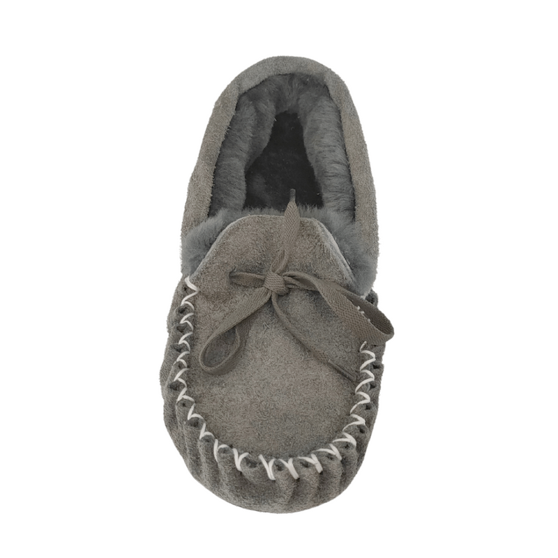 Unisex Glen Moccasin Premium Slipper - Grey - NZ Made