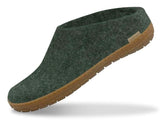 Glerups Unisex Felt Wool Slip-on Slipper with Rubber Sole - Forest Green