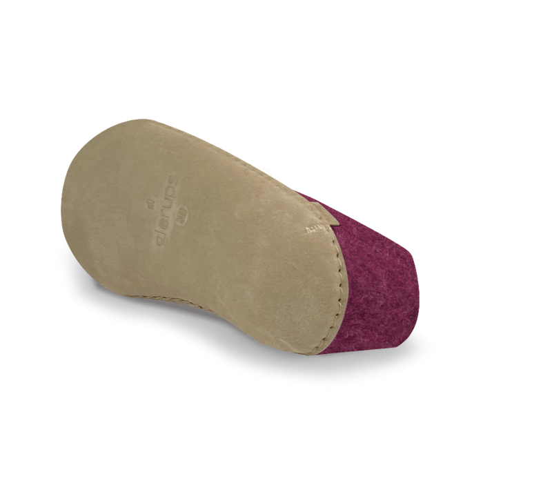 Glerups Unisex Felt Wool Shoe with Leather Sole - Cranberry