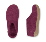 Glerups Unisex Felt Wool Shoe with Leather Sole - Cranberry