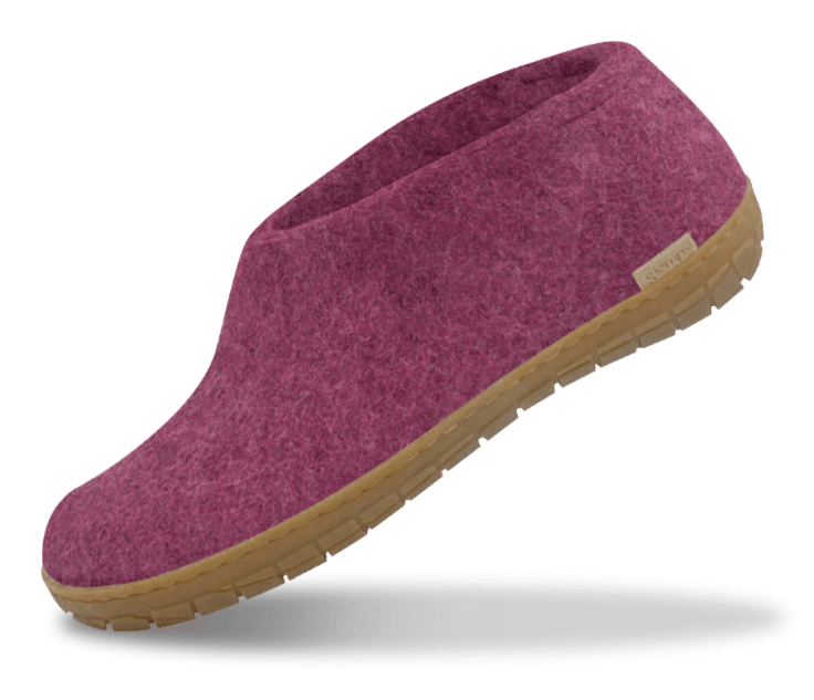 Glerups Unisex Felt Wool Shoe with Rubber Sole - Cranberry