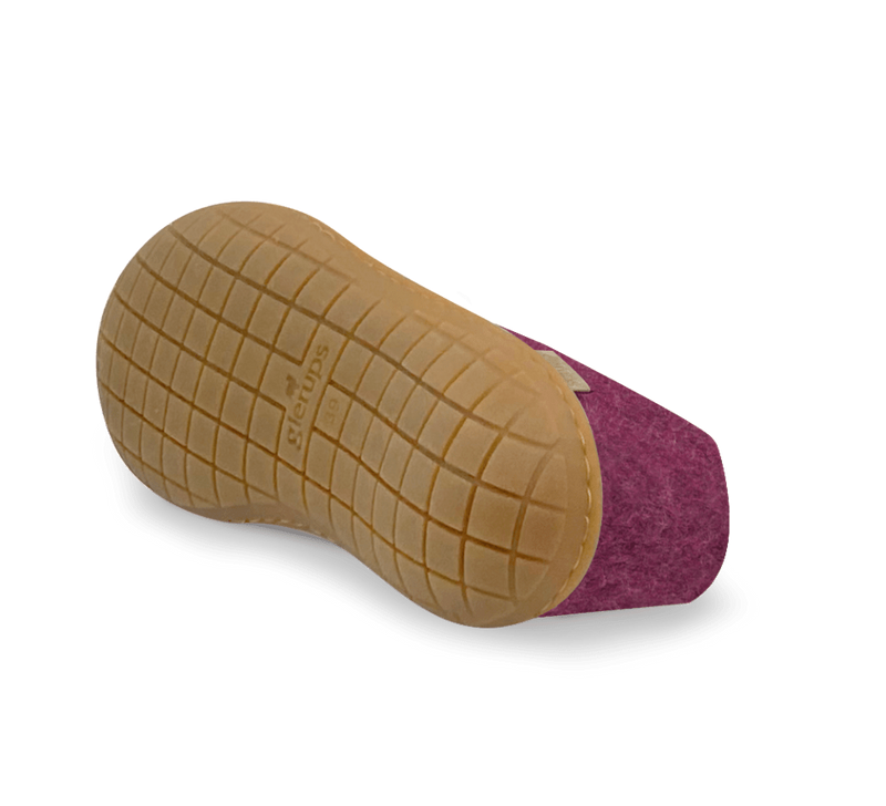 Glerups Unisex Felt Wool Shoe with Rubber Sole - Cranberry