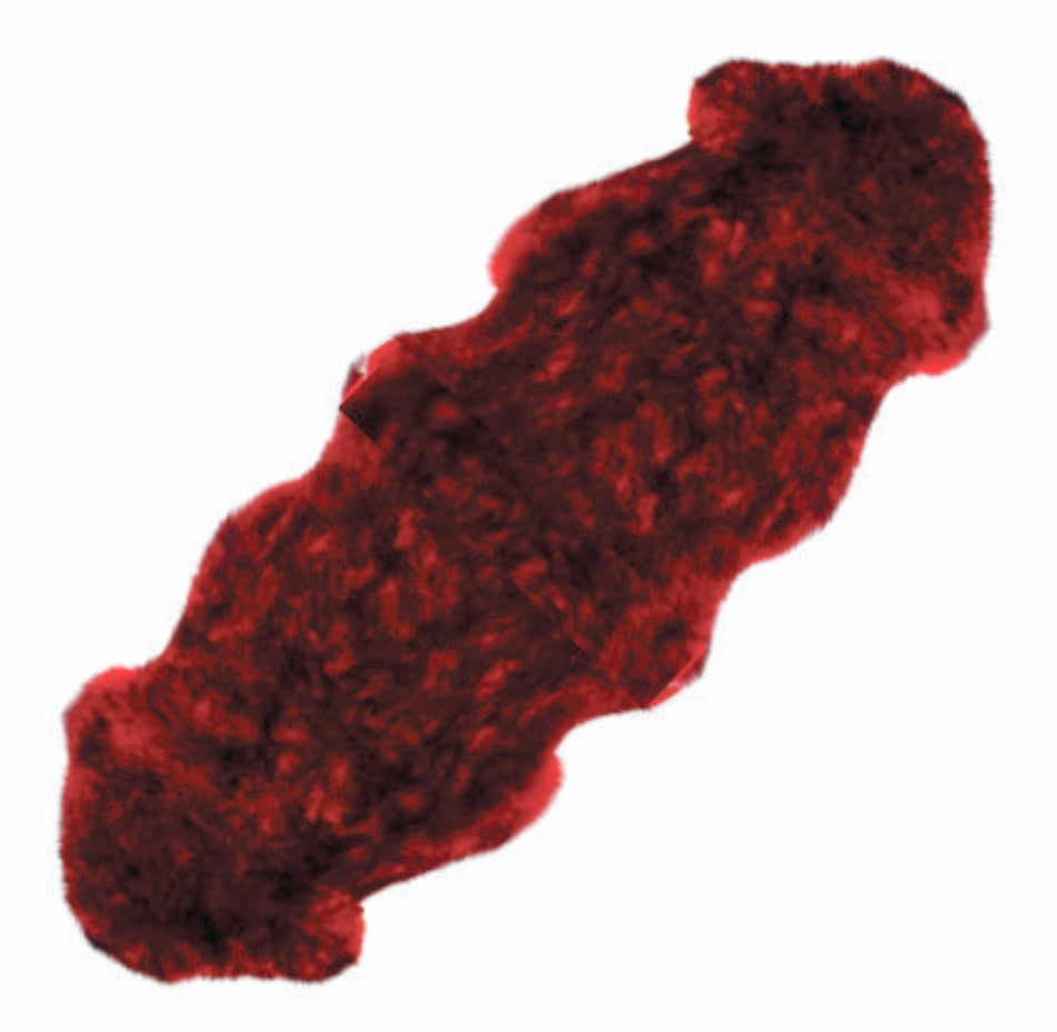 Double Sheepskin Rug - Red with Black Tip