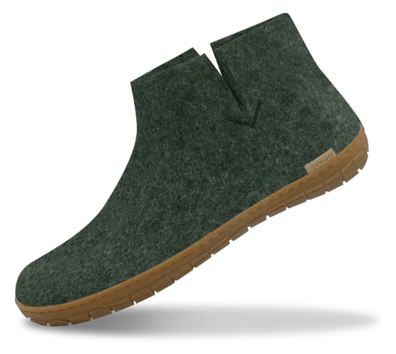 Glerups Unisex Felt Wool Boot with Honey Rubber Sole - Forest