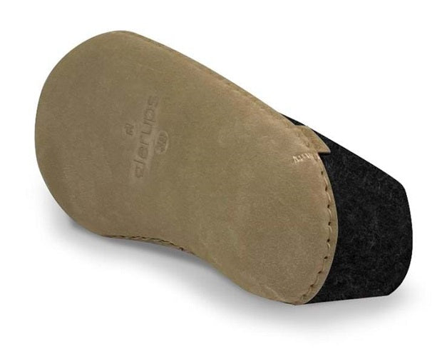 Glerups Unisex Felt Wool Shoe with Leather Sole - Charcoal