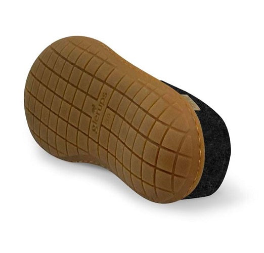 Glerups Unisex Felt Wool Slip-on Slipper with Rubber Sole - Charcoal