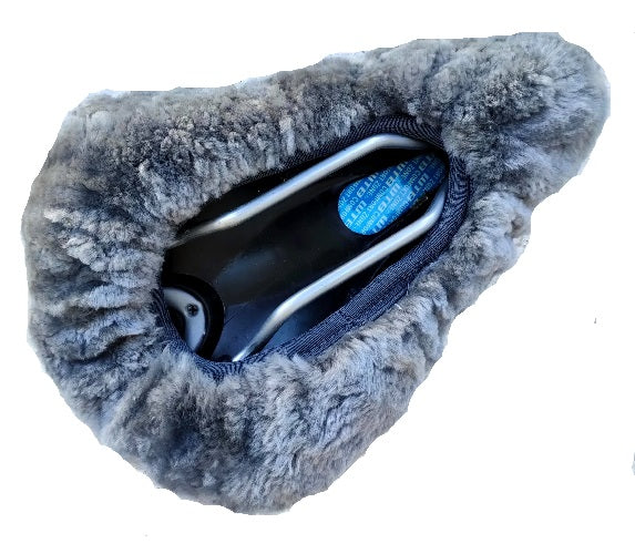 Sheepskin Bicycle Seat Cover - Tourer or Cruiser - Grey - NZ Made