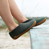 Glerups Unisex Felt Wool Shoe with Rubber Sole - Forest Green