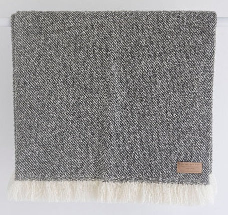 Wool Twill Throw - Grey - NZ Made