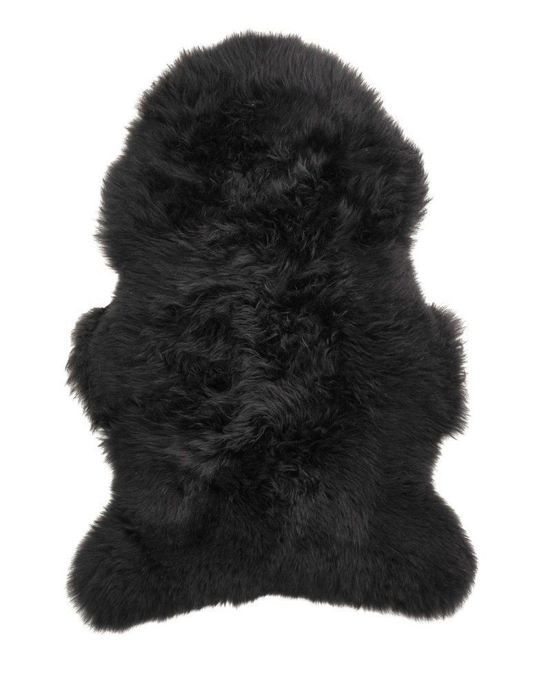 Single Black Sheepskin Rug - NZ Made