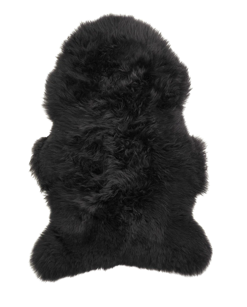 Single Black Sheepskin Rug - NZ Made
