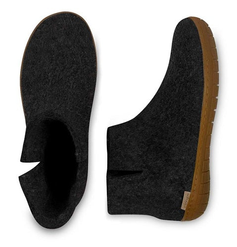 Glerups Unisex Felt Wool Boot with Honey Rubber Sole - Charcoal