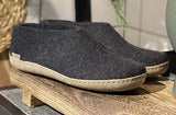 Glerups Unisex Felt Wool Shoe with Leather Sole - Charcoal