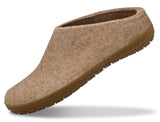 Glerups Unisex Felt Wool Slip-on Slipper with Rubber Sole - Sand