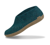 Glerups Unisex Felt Wool Shoe with Leather Sole - Petrol