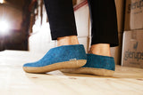 Glerups Unisex Felt Wool Shoe with Leather Sole - Petrol