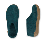 Glerups Unisex Felt Wool Shoe with Leather Sole - Petrol
