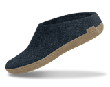 Glerups Unisex Felt Wool Slip-on Slipper with Leather Sole - Denim