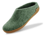 Glerups Unisex Felt Wool Slip-on Slipper with Rubber Sole - Moss