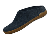 Glerups Unisex Felt Wool Slip-on Slipper with Rubber Sole - Denim
