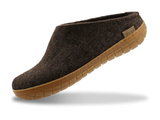 Glerups Unisex Felt Wool Slip-on Slipper with Honey Rubber Sole - Chestnut