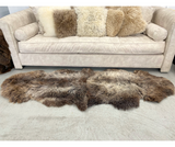 Natural Black Double Sheepskin Rug - NZ Made #08