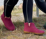 Glerups Unisex Felt Wool Boot with Honey Rubber Sole - Cranberry