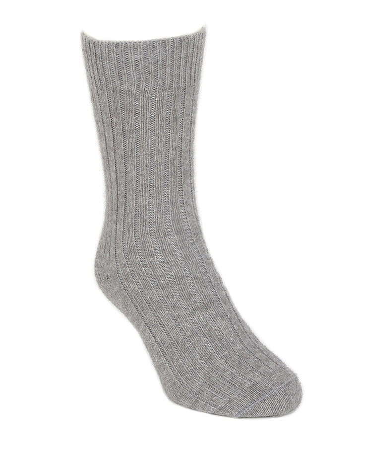 Lothlorian Possum & Merino Unisex Rib Socks, Silver