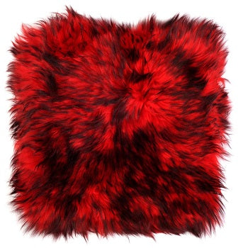 Sheepskin Cushion Cover - Red With Black Tip - Standard or Large Size