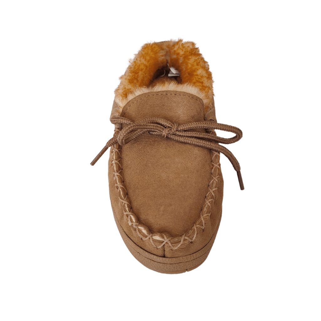 tan moccasin slippers