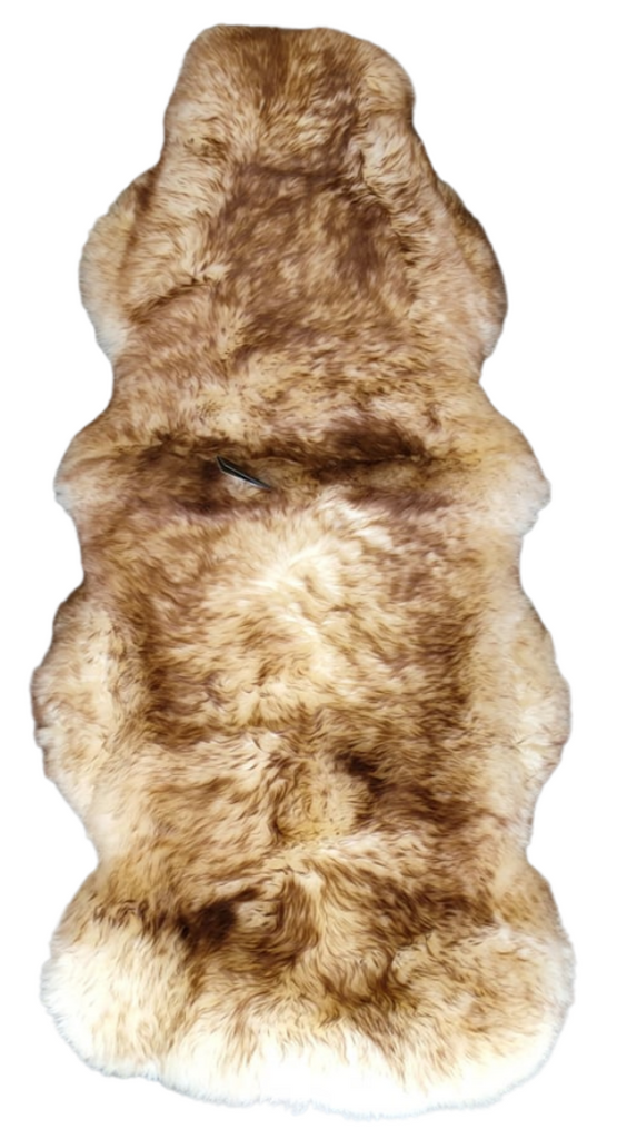 Sheepskin Car Seat Cover White With Brown Tip NZ Made Sheepskin