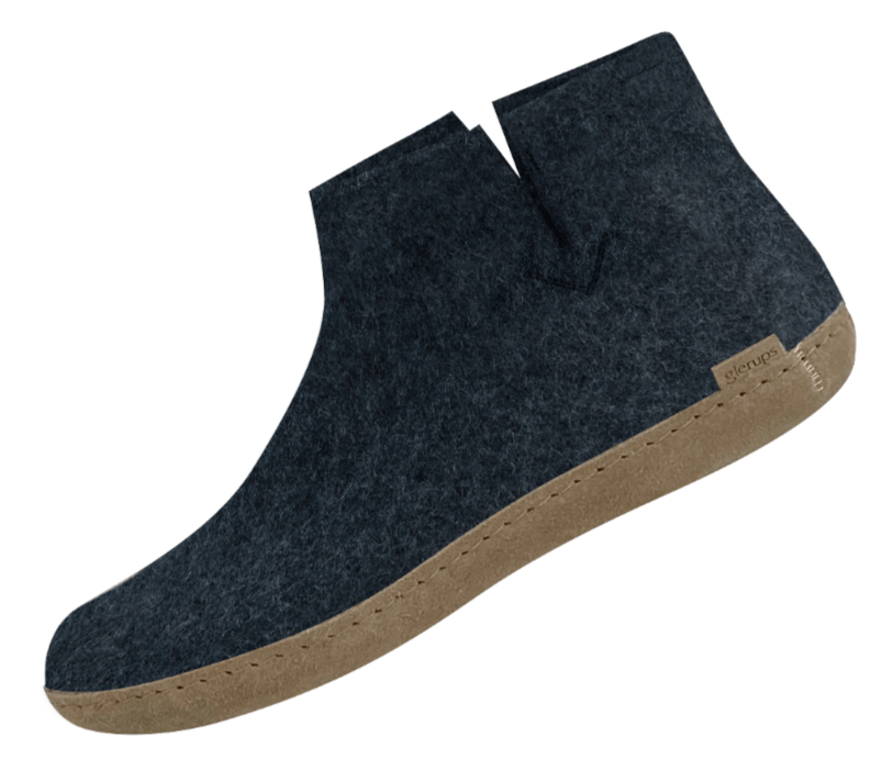 Glerups Unisex Felt Wool Boot with Leather Sole - Charcoal
