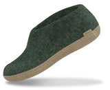 Glerups Unisex Felt Wool Shoe with Leather Sole - Forest Green