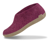 Glerups Unisex Felt Wool Shoe with Leather Sole - Cranberry