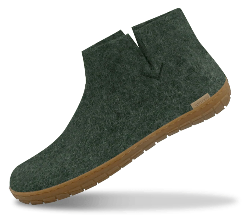 Glerups Unisex Felt Wool Boot with Honey Rubber Sole - Forest