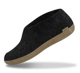 Glerups Unisex Felt Wool Shoe with Leather Sole - Charcoal