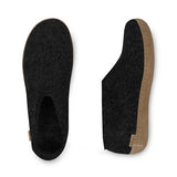 Glerups Unisex Felt Wool Shoe with Leather Sole - Charcoal