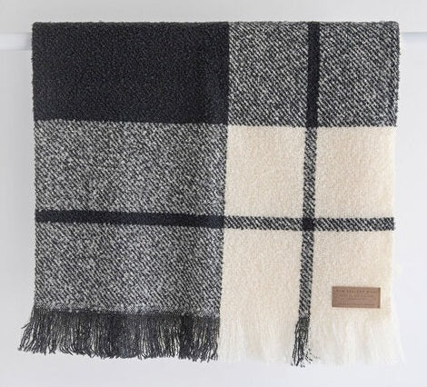 Wool Twill Throw - Block Check - NZ Made